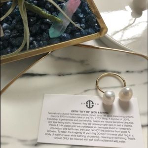 ERTH 14k gold plated freshwater pearl ring